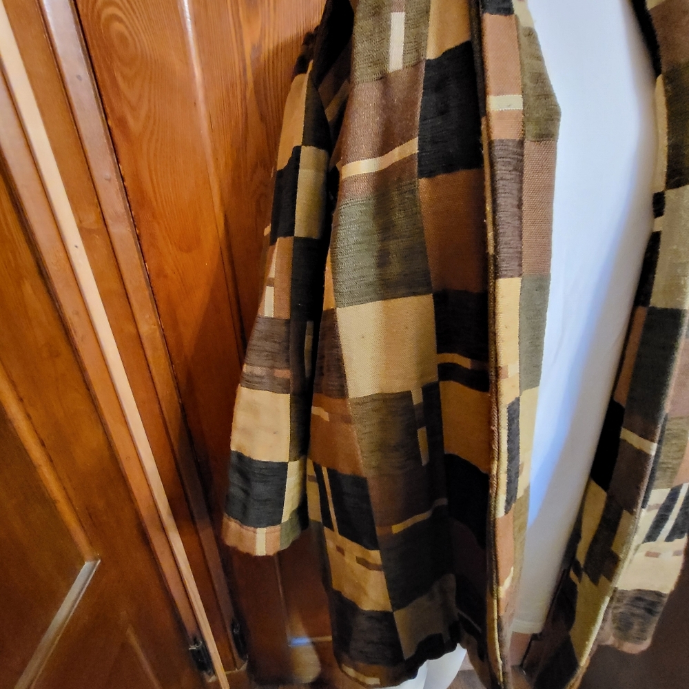 Vintage Patchwork Open Front Jacket Brown Black T… - image 4